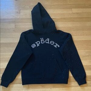Black Hoodie with Speckle Detail